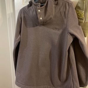 The North Face Women's 1/4 Snap Buttons Hooded Knit Pullover - Graphite